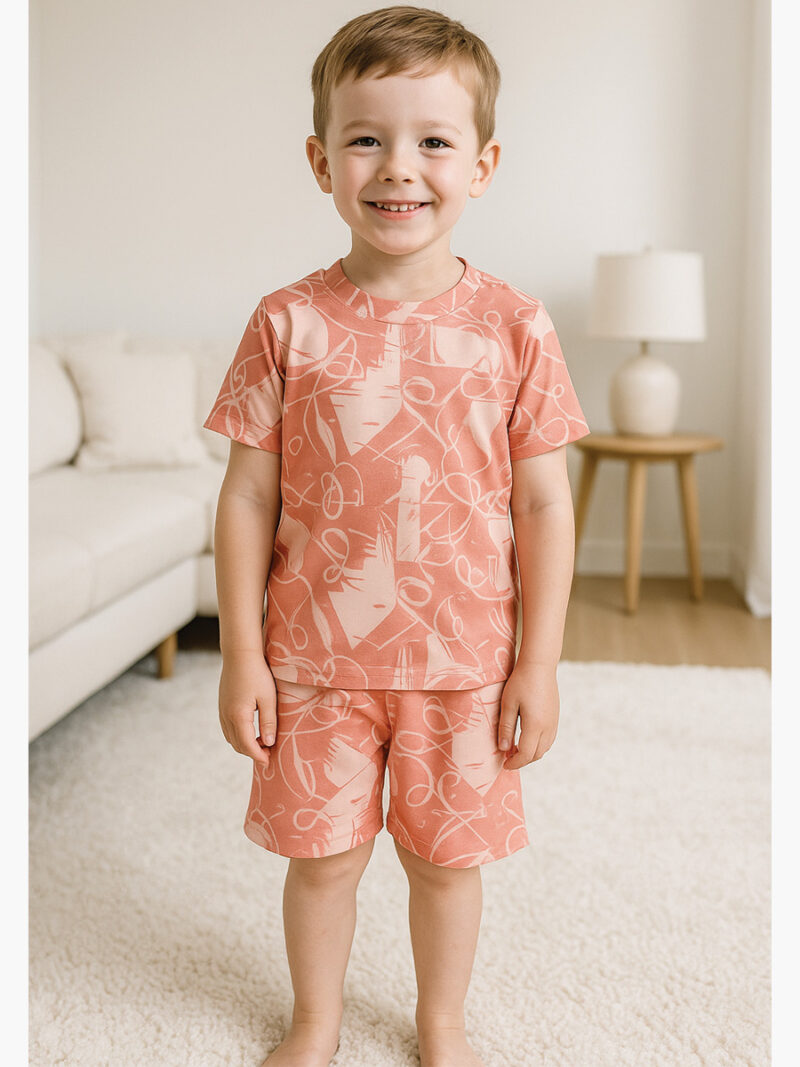 KTS-IKON-02-PK-6-7Y-04-T-F Kids’ Cotton Shorts Set – Pink