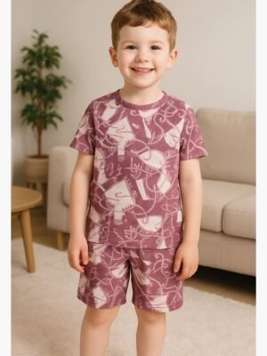 Kids’ Cotton Shorts Set – Purple