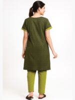 Women's Cotton Printed Night Suit – Green