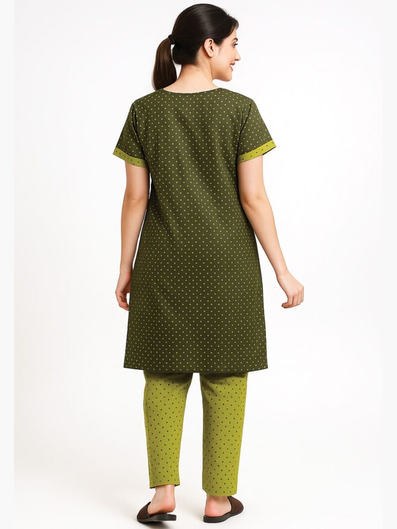 Women's Cotton Printed Night Suit – Green