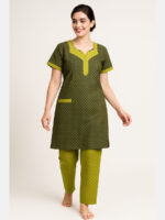 Women's Cotton Printed Night Suit – Green