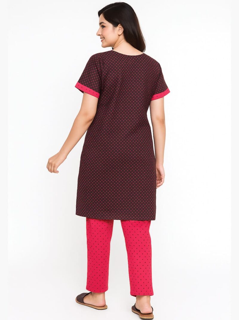 Women's Cotton Printed Night Suit – Raspberry