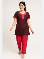 Women's Cotton Printed Night Suit – Raspberry