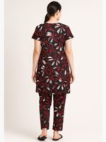 W-NS-128-01-RD-L-T-B Women's Cotton Printed Night Suit – Red
