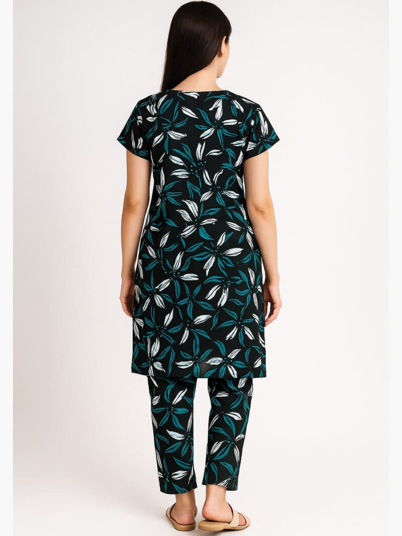 Women's Cotton Printed Night Suit – Green