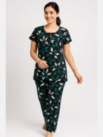 Women's Cotton Printed Night Suit – Green