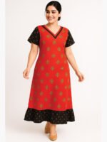 Women's Cotton Frock Nighty - Red
