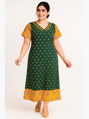 Women's Cotton Frock Nighty - Green
