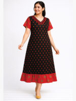 W-NY-107-05-BK-XXL-F Women's Cotton Frock Nighty - Black