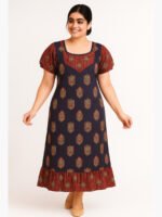 Women's Cotton Frock Nighty - Navy Blue