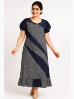 Women's Cotton Frock Nighty - Navy Blue