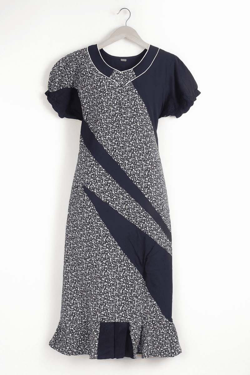 Women's Cotton Frock Nighty - Navy Blue