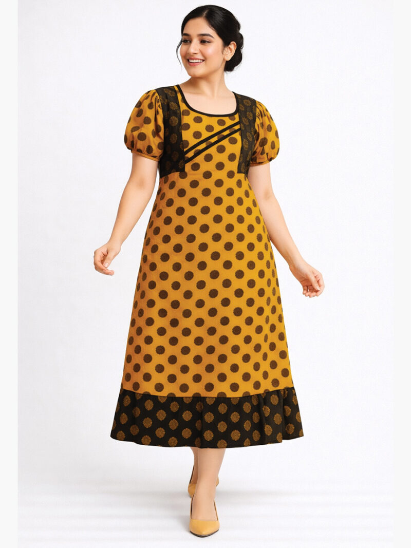 W-NY-111-01-YL-XL-F Women's Cotton Frock Nighty - Yellow