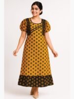 Women's Cotton Frock Nighty - Yellow