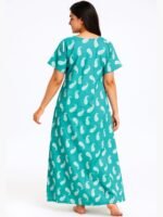 Women’s Cotton Printed Nighty – Turquoise