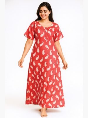 Women’s Cotton Printed Nighty – Coral