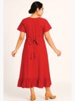 Women’s Cotton Embroidered Nighty – Red