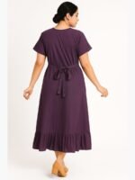 Women’s Cotton Embroidered Nighty – Purple