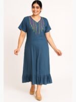 Women’s Cotton Embroidered Nighty – Gray