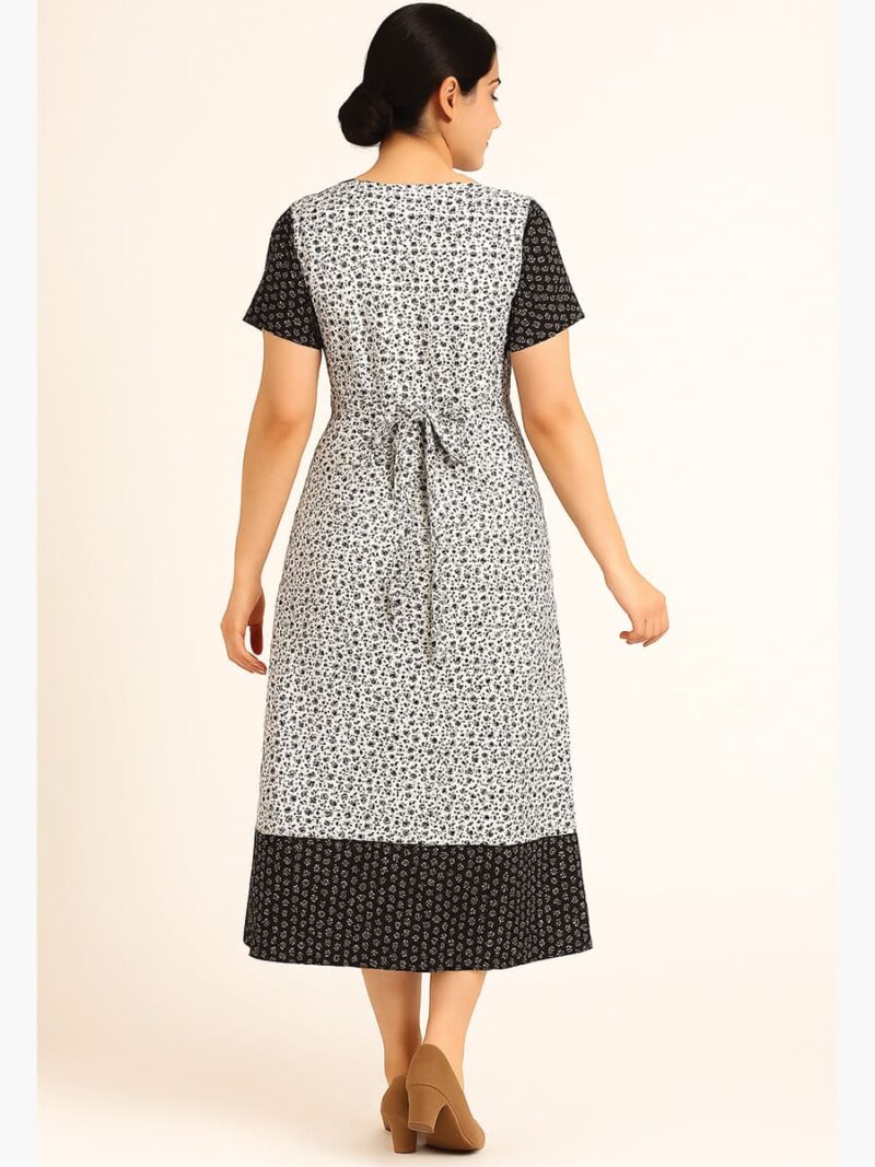 Women’s Cotton Printed Nighty – Black & White