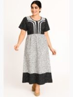 Women’s Cotton Printed Nighty – Black & White