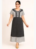 Women’s Cotton Printed Nighty – Black & White