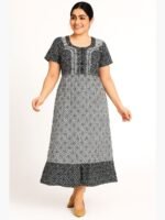 Women’s Cotton Printed Nighty – Black & White