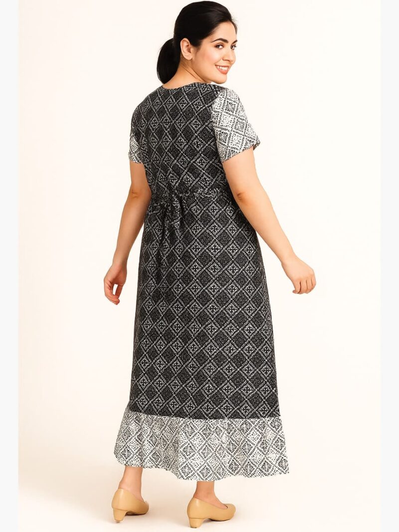 Women’s Cotton Printed Nighty – Black & White