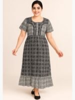 Women’s Cotton Printed Nighty – Black & White