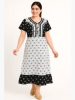 Women’s Cotton Printed Nighty – Black & White