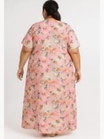 Women’s Rayon Floral Printed Nighty – Pink