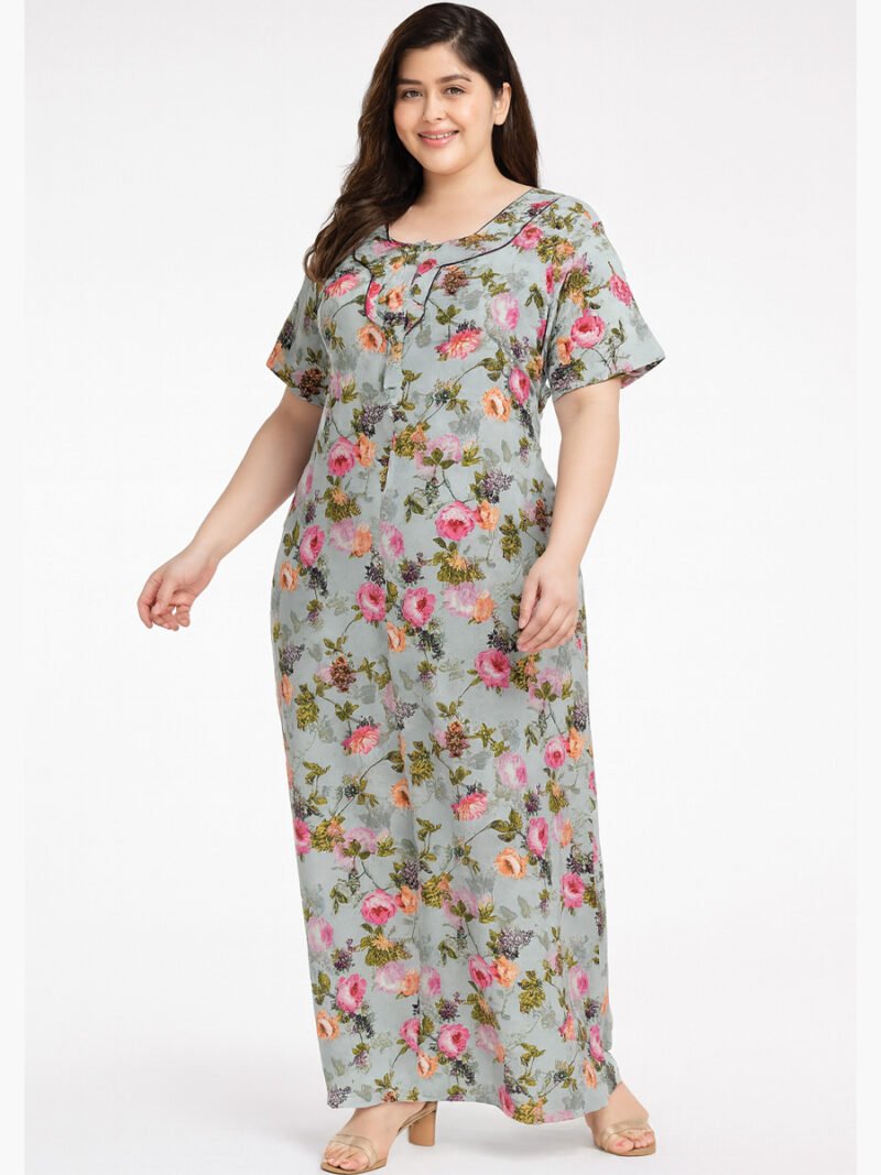 Women’s Plus-Size Rayon Nighty – Sky Blue