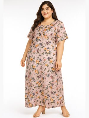 Women’s Plus-Size Rayon Nighty – Pink