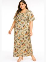 Women’s Plus-Size Rayon Nighty – Beige