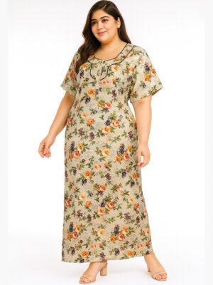 Women’s Plus-Size Rayon Nighty – Beige