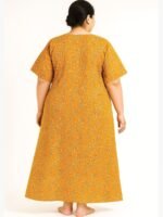 Women’s Cotton Printed Nighty – Mustard Yellow