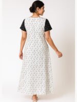 Women’s Cotton A-Line Nighty – Black & White