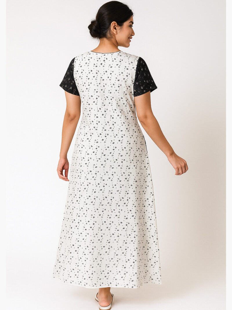 Women’s Cotton A-Line Nighty – Black & White