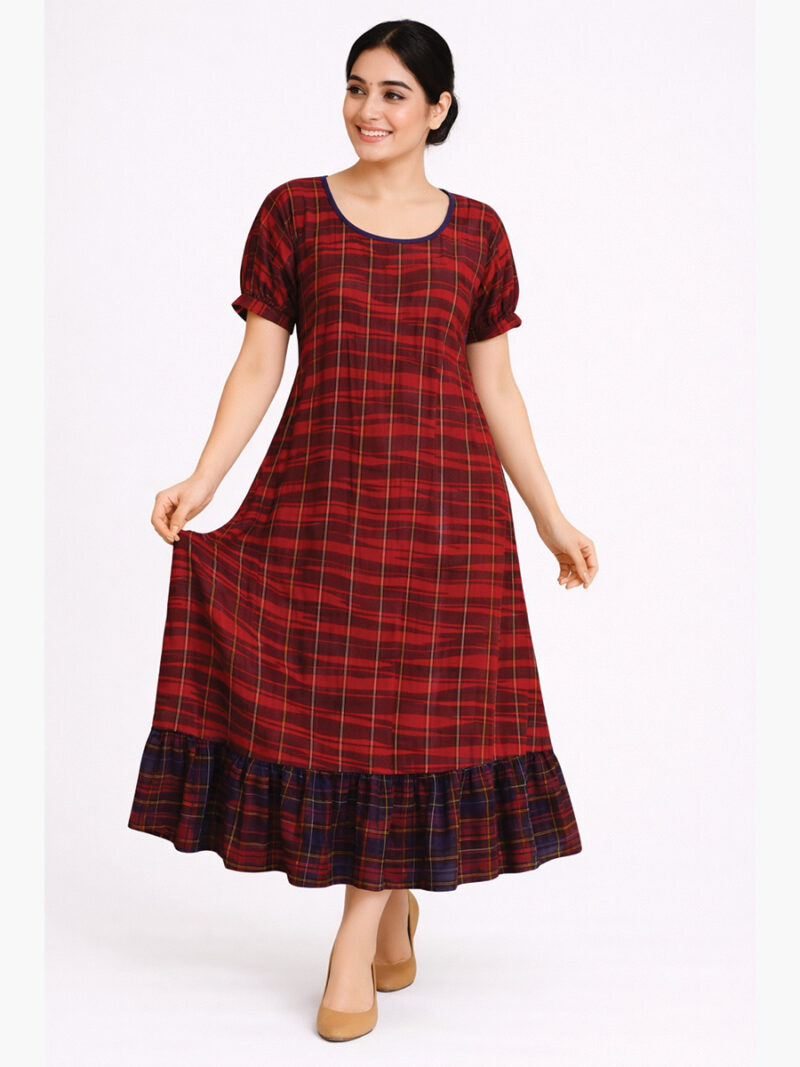 Women's Rayon Frock Nighty – Red