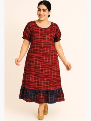 Women's Rayon Frock Nighty – Red