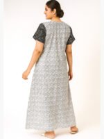 W-NY-121-03-WH-XXL-B Women’s Cotton A-Line Nighty – Black & White