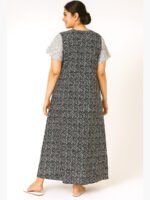 W-NY-121-04-BK-XXL-B Women’s Cotton A-Line Nighty – Black & White