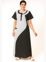 Women’s Cotton A-Line Nighty – Black & White