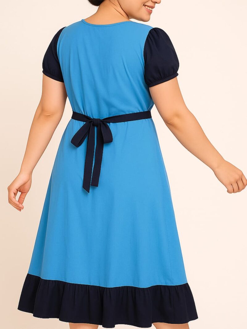 Women’s Cotton Embroidered Nighty - Sky Blue