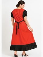 Women’s Cotton Embroidered Nighty -Red