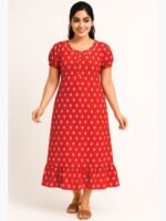 Women’s Cotton Frock Nighty – Red