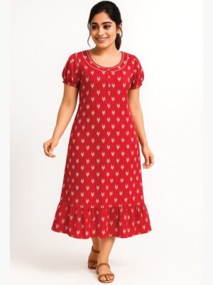 Women’s Cotton Frock Nighty – Raspberry