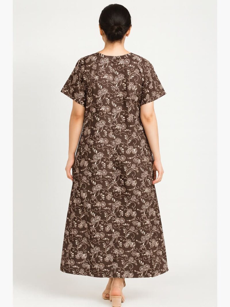 Women’s Cotton Printed Nighty – Coffee