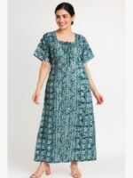 Women’s Cotton Printed Nighty – Slate Gray