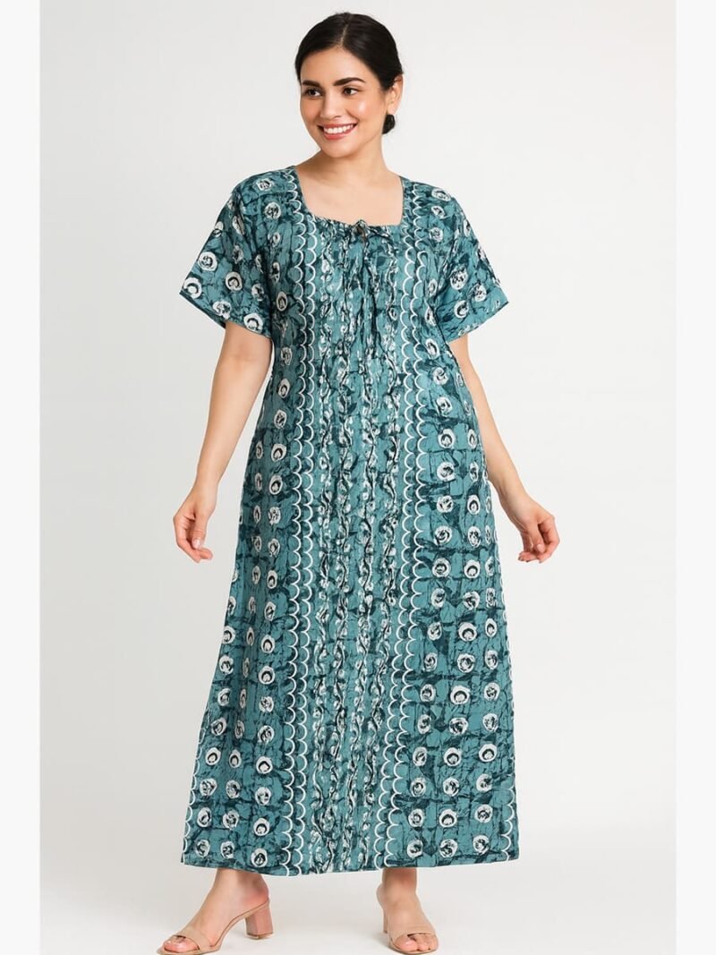 Women’s Cotton Printed Nighty – Slate Gray
